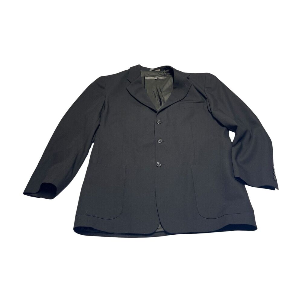 Le Collezioni Structure Blazer Jacket Men Large Black Wool Lined Single Breasted
